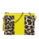 pochette Zouina en veau fa�on poulain l�opard et jaune en cuir grain�